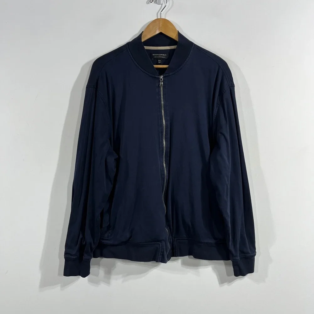 Banana Republic Navy Luxe Touch Performance Ivy Bomber Jacket Men XXL Athleisure